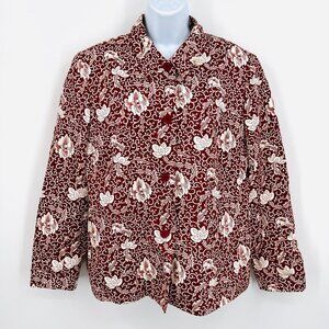 Lafayette 148 Redwork Floral Blazer Jacket‎ Classic Red and White Size 12